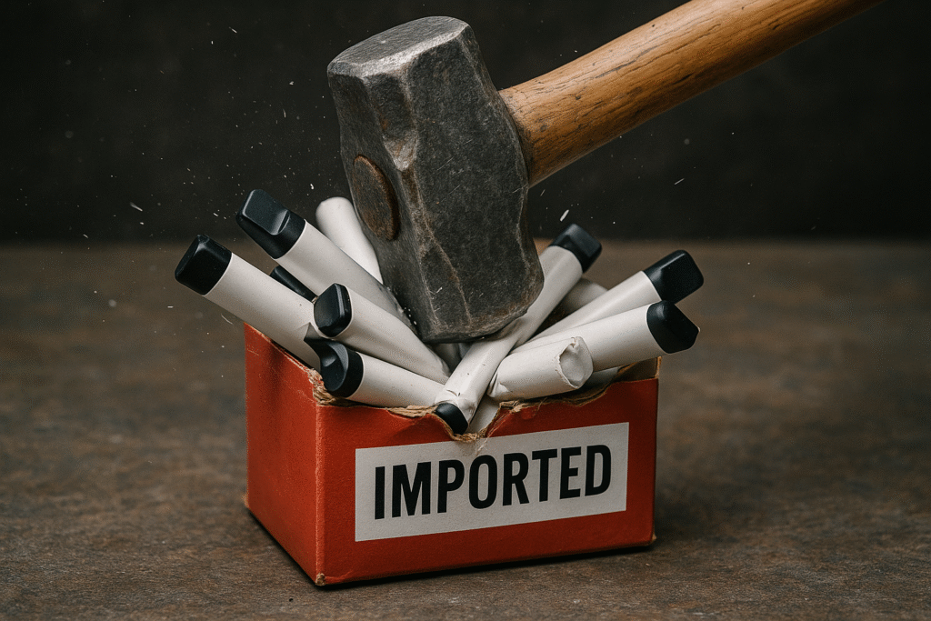 Nicotine Vapes - Illegal imports get smashed