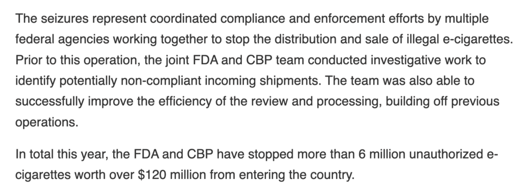 Nicotine Vapes - Illegal Shipments Seized